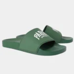 ⁦Balenciaga Paris Logo Pool Slides Green⁩ – תמונה ⁦2⁩