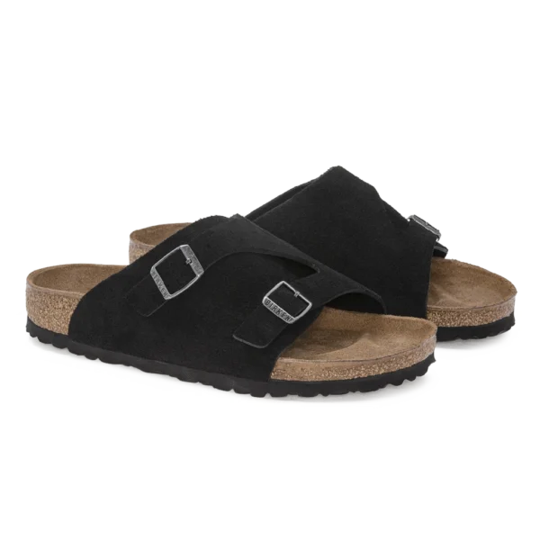 ⁦Birkenstock Zürich Suede Leather Sandals Black⁩ – תמונה ⁦2⁩