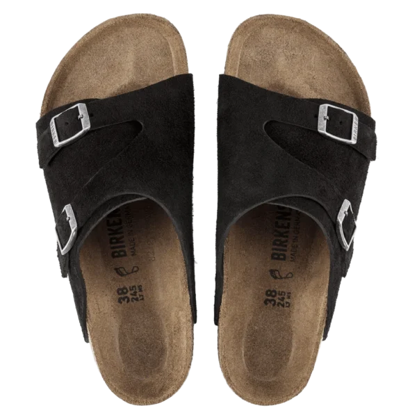⁦Birkenstock Zürich Suede Leather Sandals Black⁩ – תמונה ⁦3⁩