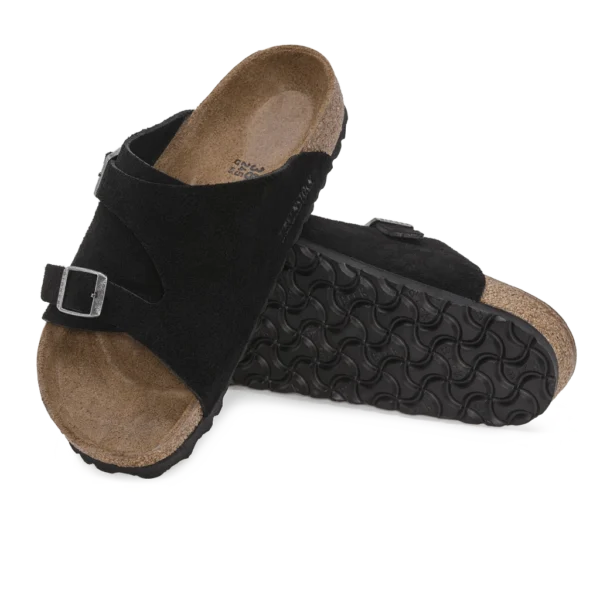 ⁦Birkenstock Zürich Suede Leather Sandals Black⁩ – תמונה ⁦4⁩